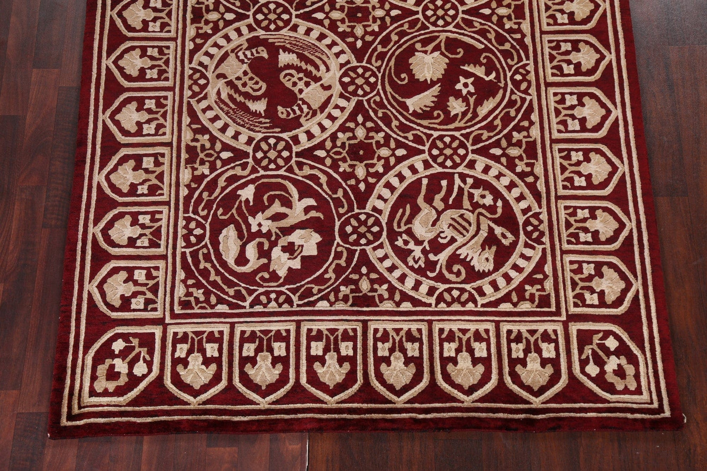 Animal Pictorial Nepalese Vegetable Dye Wool Rug 6x9