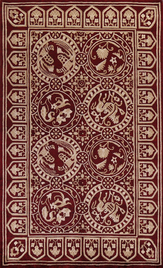 Animal Pictorial Nepalese Vegetable Dye Wool Rug 6x9