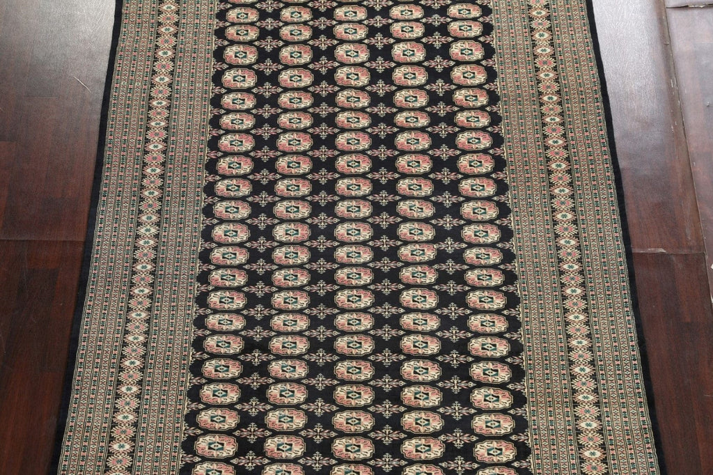 Black Geometric Bokhara Oriental Wool Rug 6x9