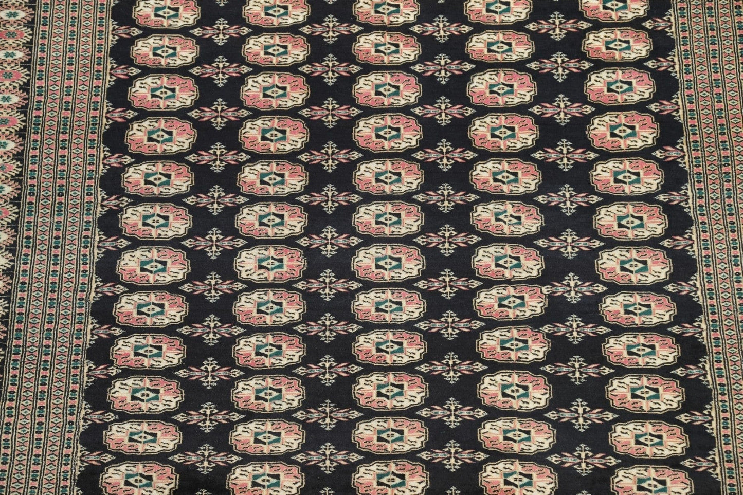Black Geometric Bokhara Oriental Wool Rug 6x9