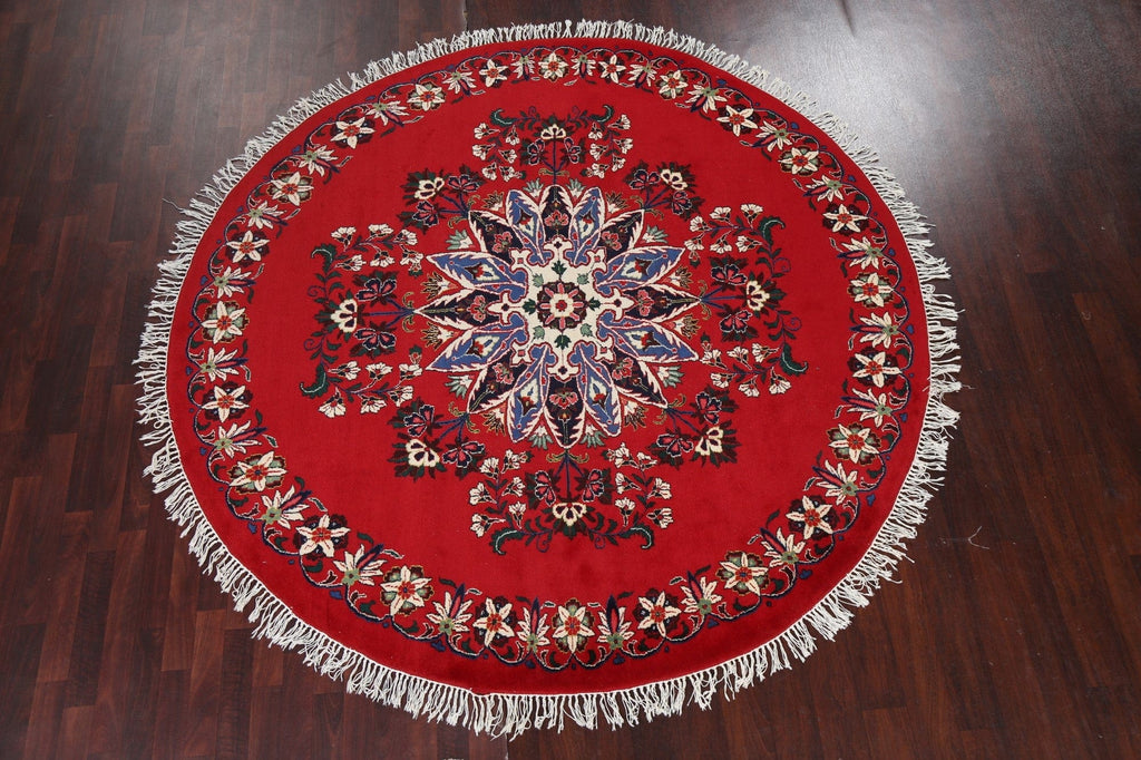 Handmade Red Tabriz Oriental Round Rug 8x8