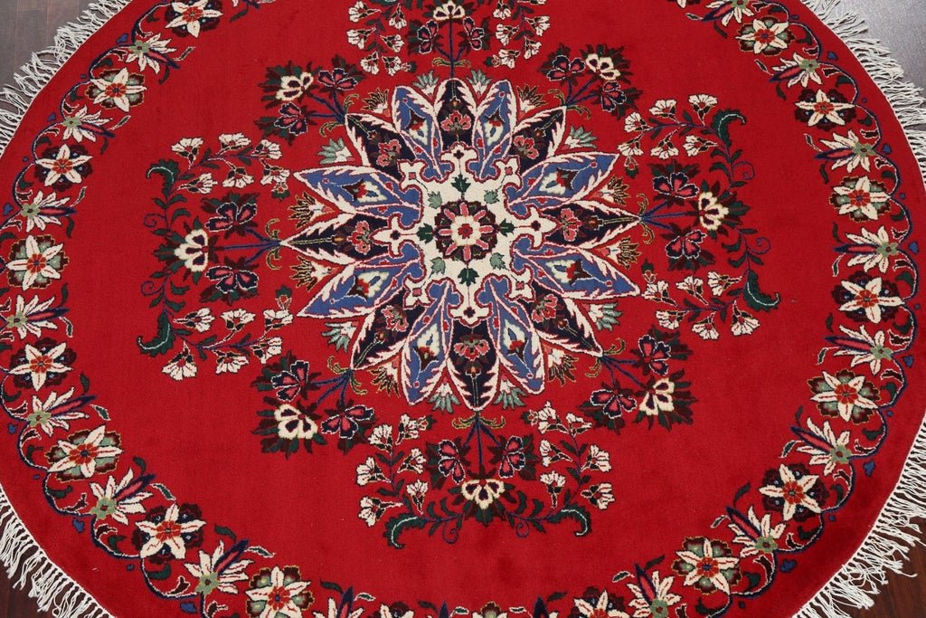 Handmade Red Tabriz Oriental Round Rug 8x8