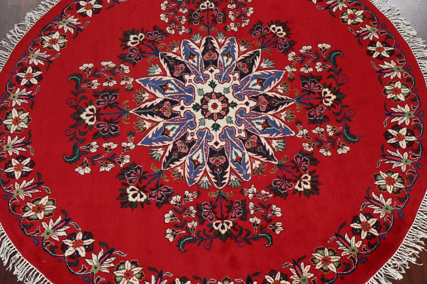 Handmade Red Tabriz Oriental Round Rug 8x8