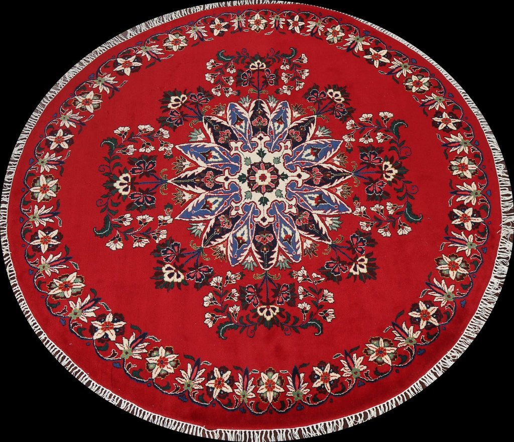 Handmade Red Tabriz Oriental Round Rug 8x8