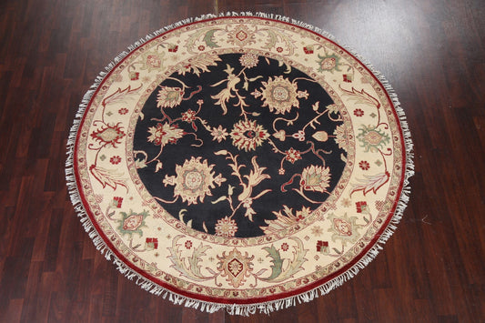 Vegetable Dye Floral Agra Round Oriental Rug 8x8