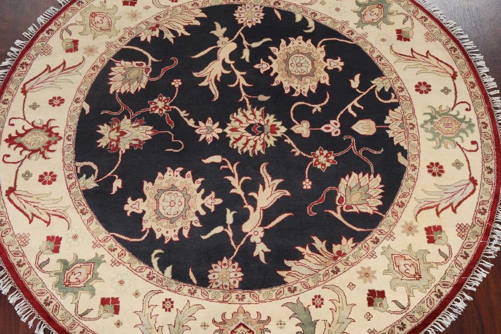 Vegetable Dye Floral Agra Round Oriental Rug 8x8