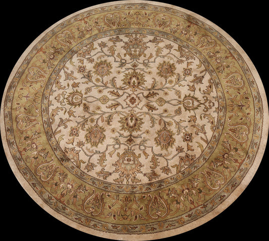 Handmade Wool Agra Oriental Round Rug 8x8