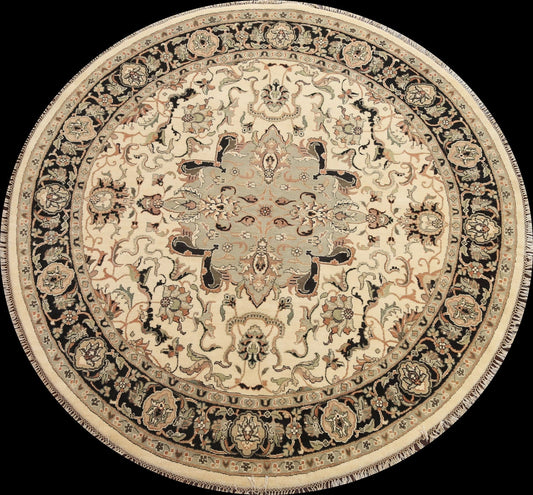 Round Handmade Agra Oriental Area Rug 8x8