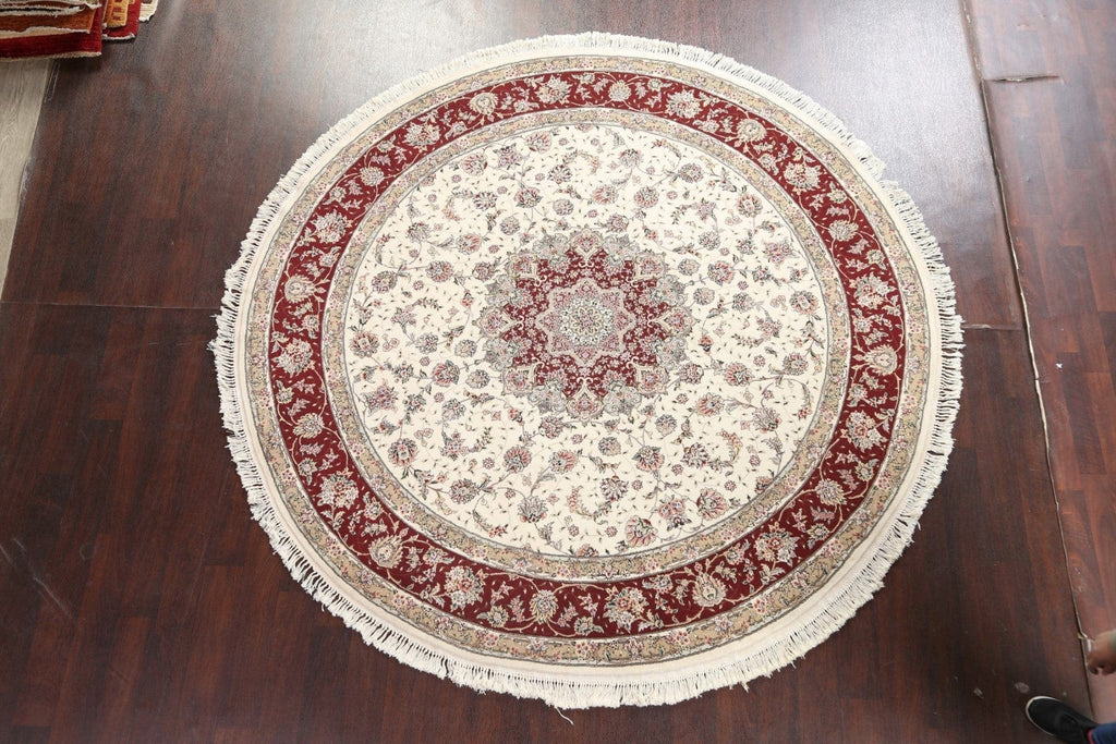 Vegetable Dye Wool/ Silk Aubusson Oriental Round Rug 8x8