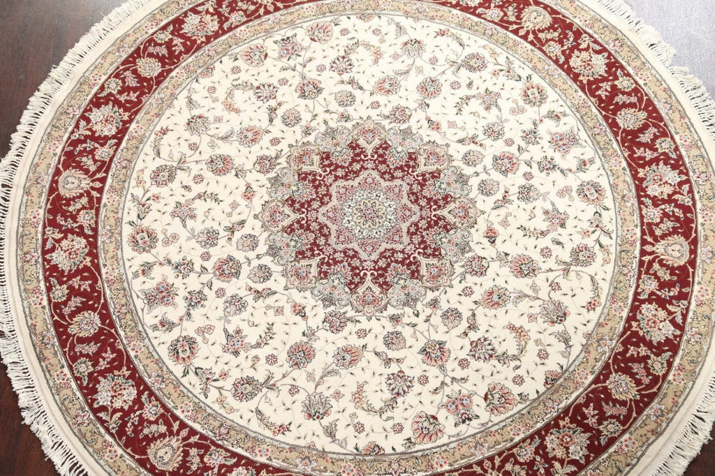 Vegetable Dye Wool/ Silk Aubusson Oriental Round Rug 8x8