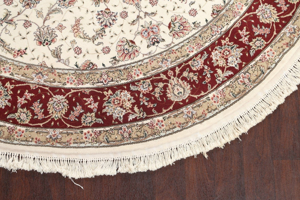 Vegetable Dye Wool/ Silk Aubusson Oriental Round Rug 8x8