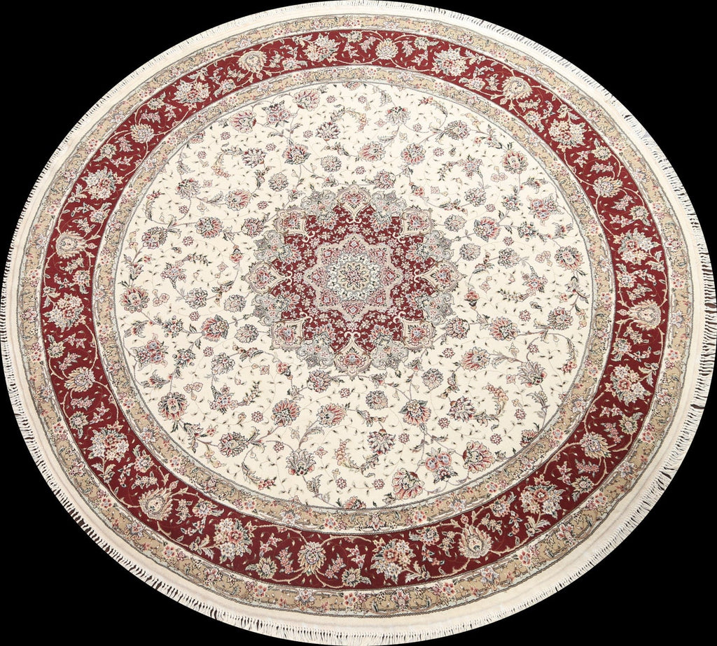 Vegetable Dye Wool/ Silk Aubusson Oriental Round Rug 8x8