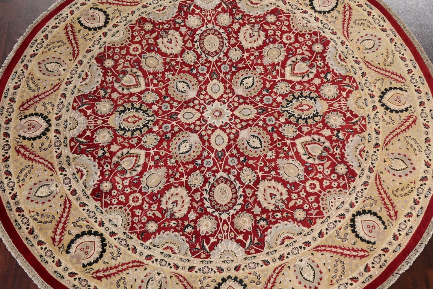 Vegetable Dye Red Tabriz Oriental Round Rug 8x8