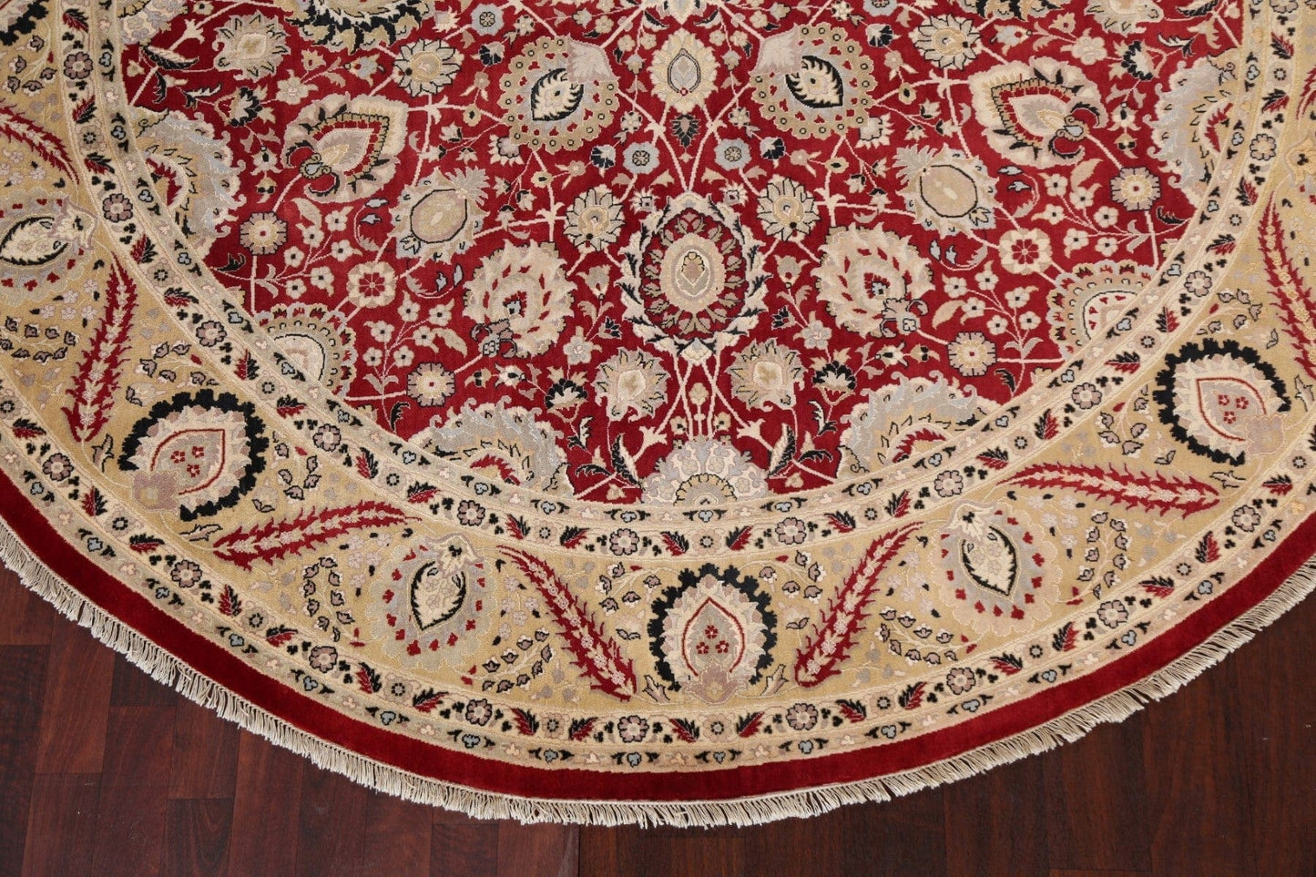 Vegetable Dye Red Tabriz Oriental Round Rug 8x8