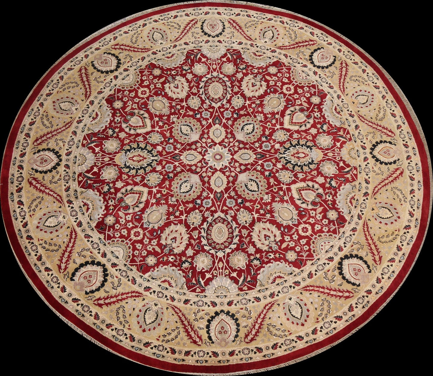 Vegetable Dye Red Tabriz Oriental Round Rug 8x8