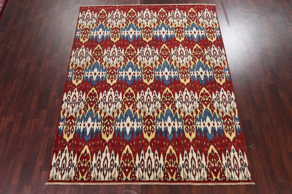 Red Wool IKats Oriental Area Rug 8x10