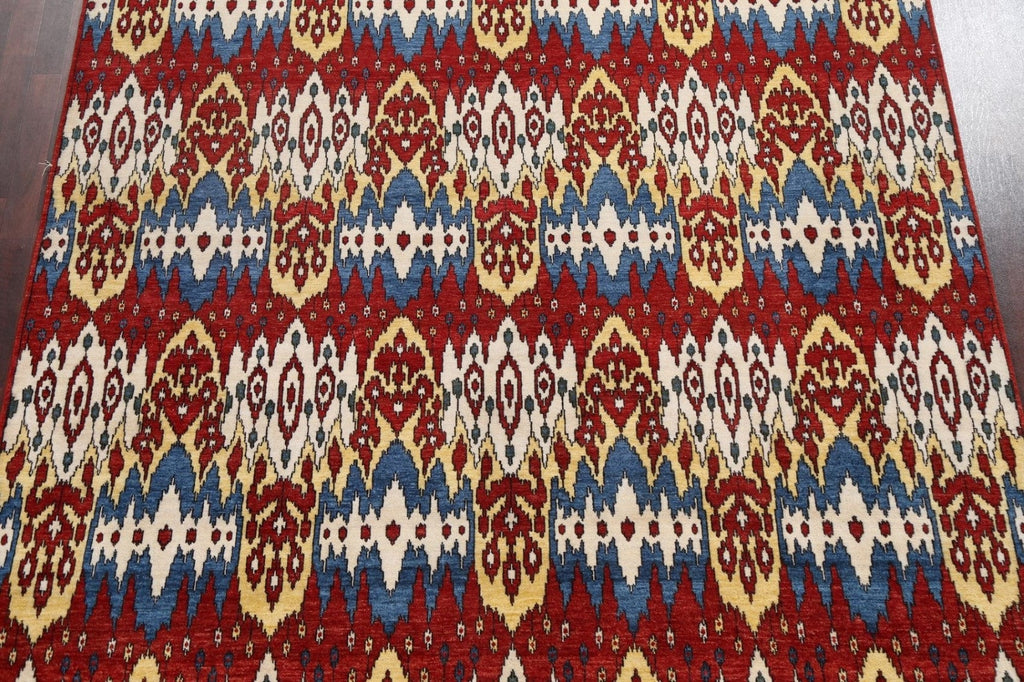 Red Wool IKats Oriental Area Rug 8x10