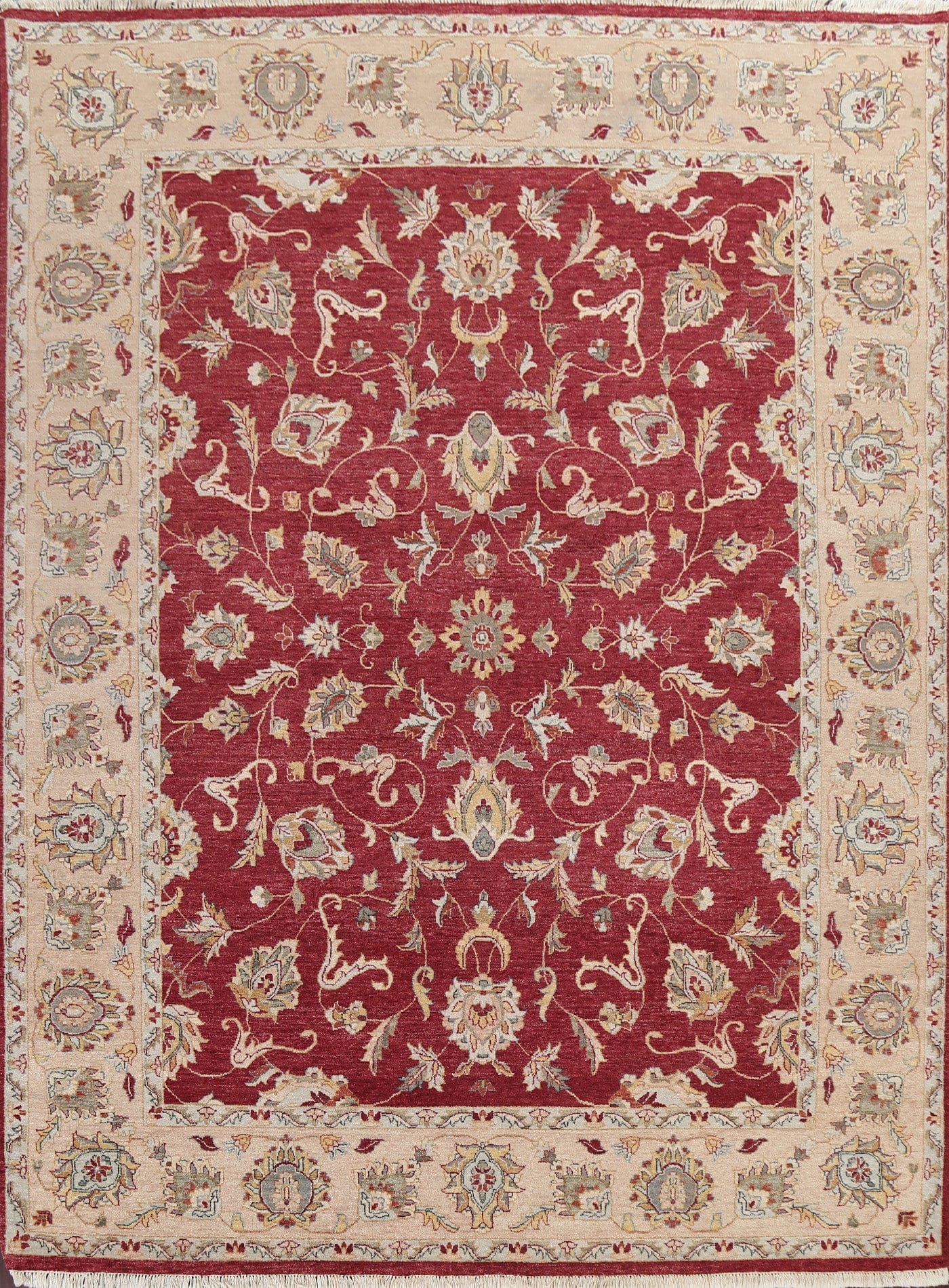 Red Floral Agra Oriental Wool Rug 8x10