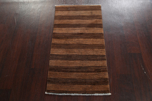 Brown Striped Gabbeh Kashkoli Oriental Rug 2x3