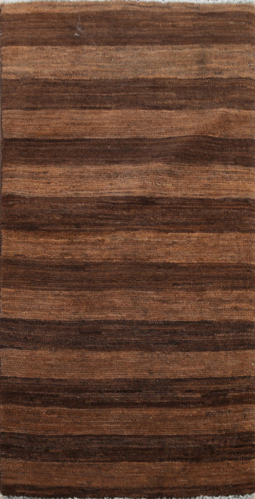 Brown Striped Gabbeh Kashkoli Oriental Rug 2x3