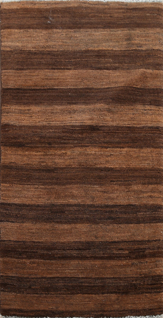 Brown Striped Gabbeh Kashkoli Oriental Rug 2x3