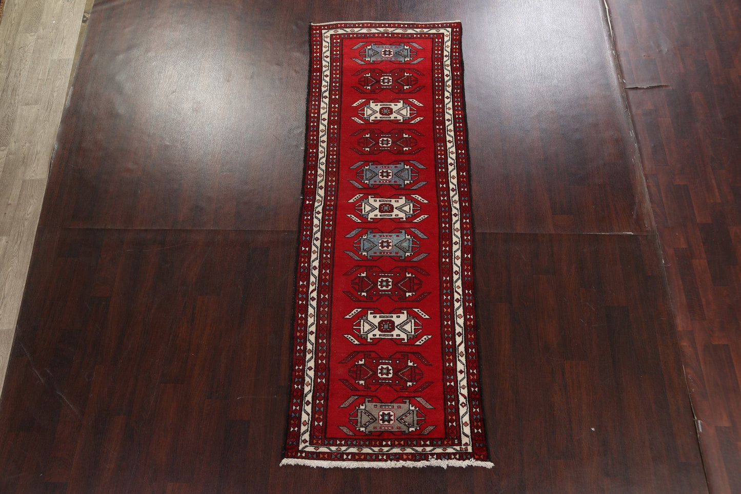 Vintage Red Hamedan Persian Runner Rug 3x10