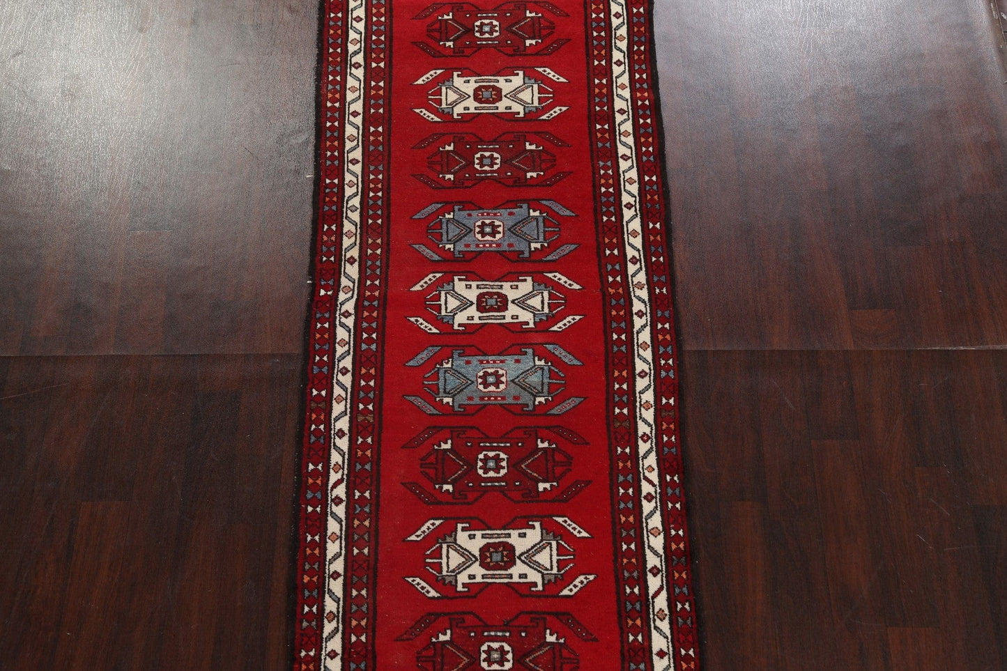 Vintage Red Hamedan Persian Runner Rug 3x10