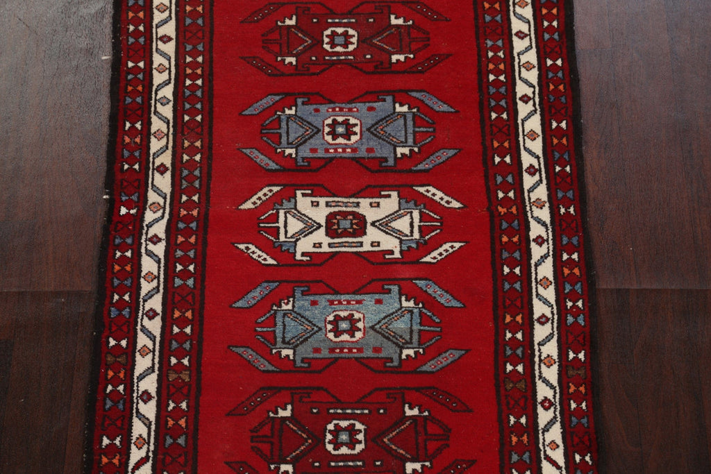 Vintage Red Hamedan Persian Runner Rug 3x10