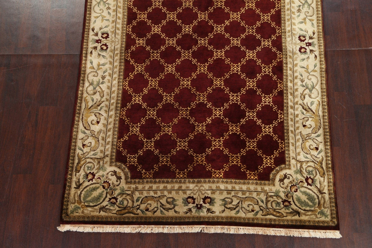 Vegetable Dye Red Nepalese Oriental Wool Rug 6x9