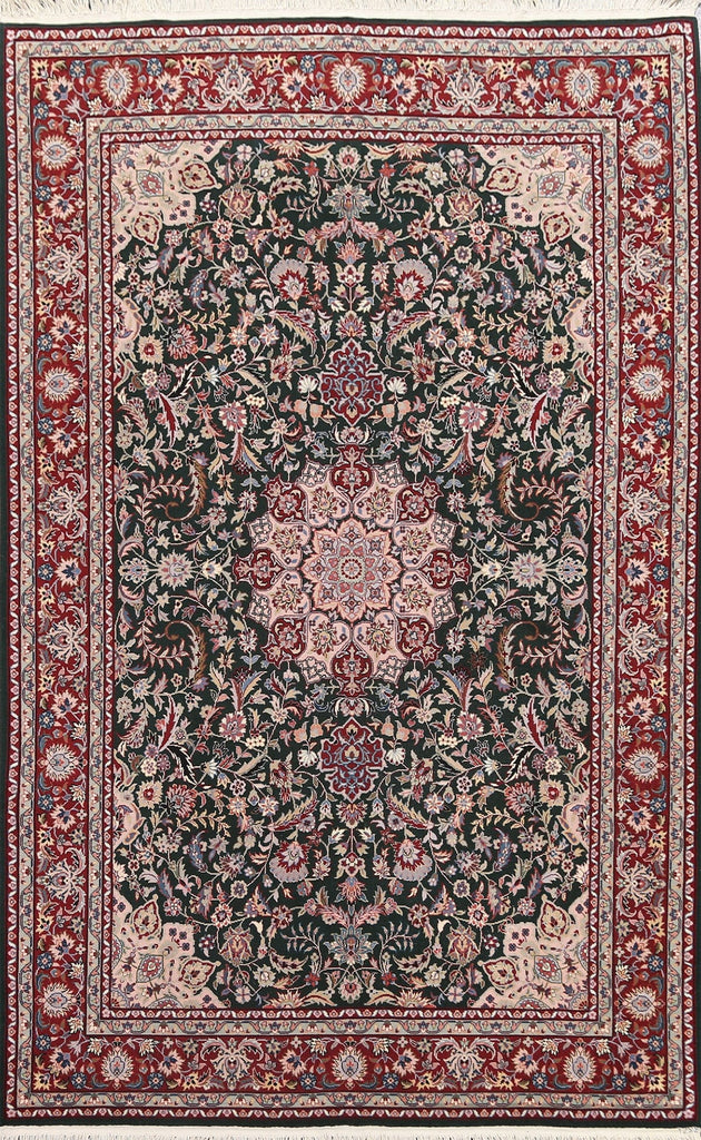 Green Floral Tabriz Oriental Handmade Rug 6x9