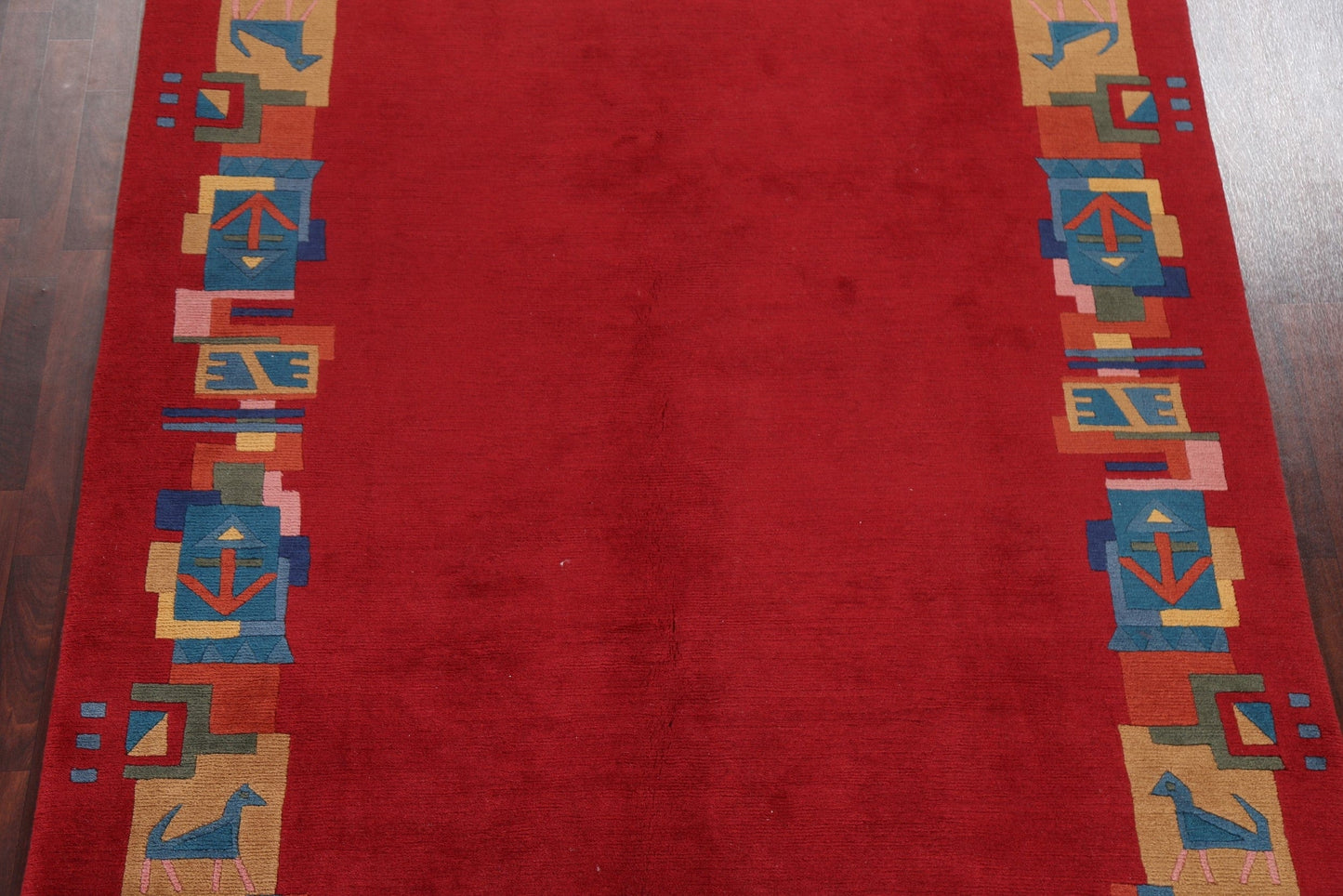 Vegetable Dye Red Nepalese Oriental Wool Rug 7x8