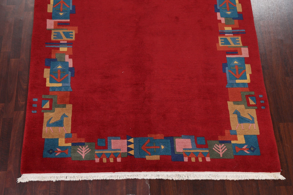 Vegetable Dye Red Nepalese Oriental Wool Rug 7x8