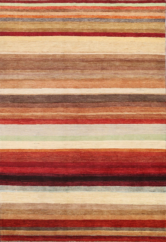 Striped Wool Gabbeh Kashkoli Oriental Area Rug 7x10