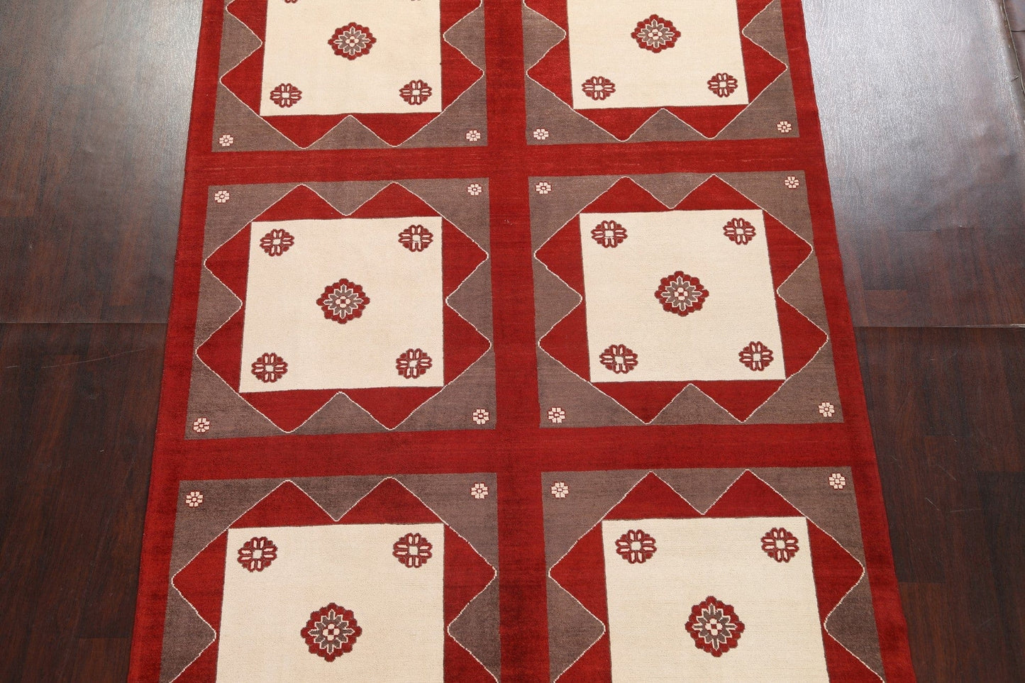 Red Geometric Gabbeh Kashkoli Oriental Wool Rug 7x10