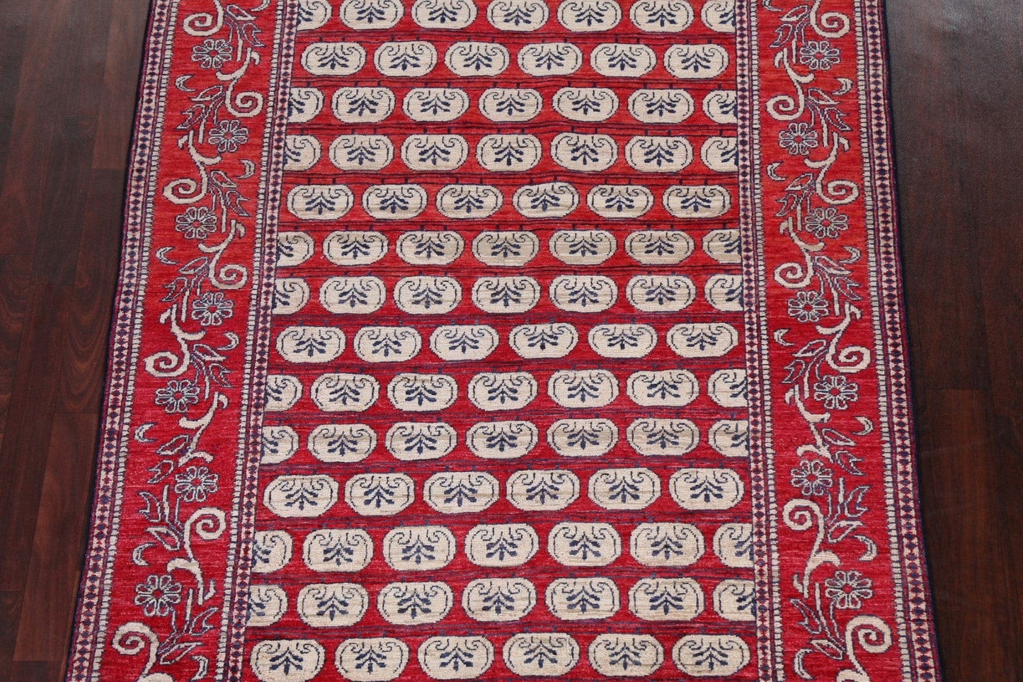 Vegetable Dye Red Wool Kazak Oriental Area Rug 5x7