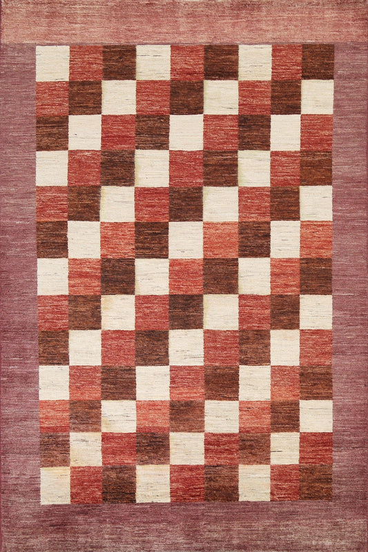 Checkered Gabbeh Kashkoli Oriental Area Rug 6x8