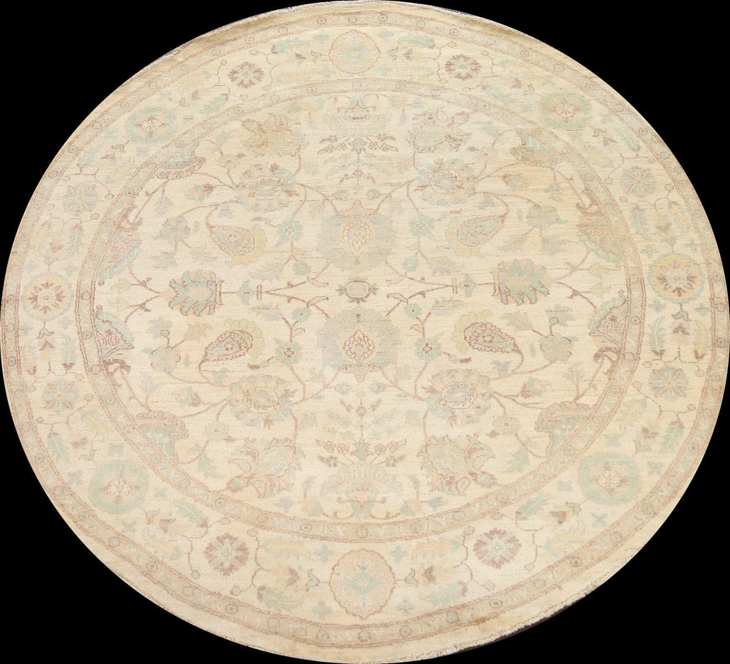 Vegetable Dye Chobi Peshawar Oriental Round Rug 8x8