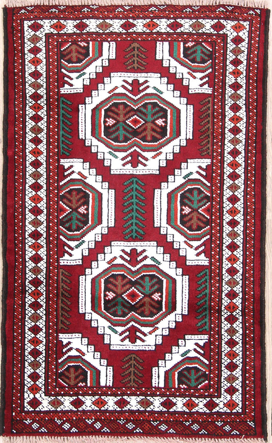 Geometric Tribal 3x4 Balouch Turkoman Persian Area Rug