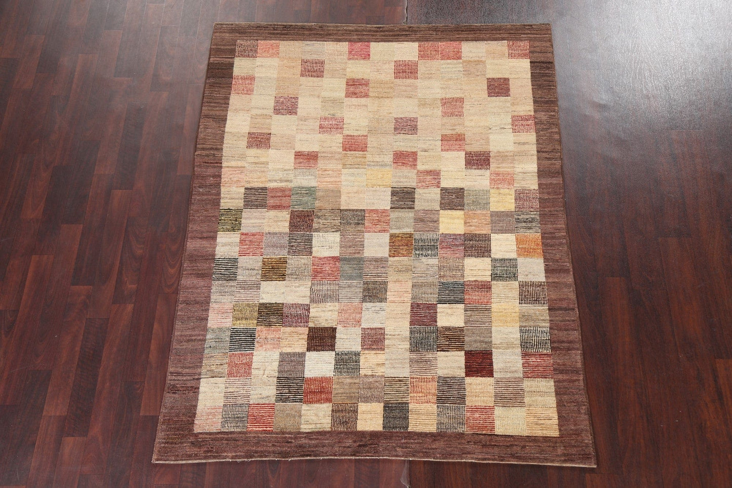 Checkered Gabbeh Kashkoli Oriental Area Rug 5x6