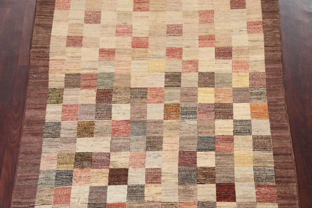 Checkered Gabbeh Kashkoli Oriental Area Rug 5x6