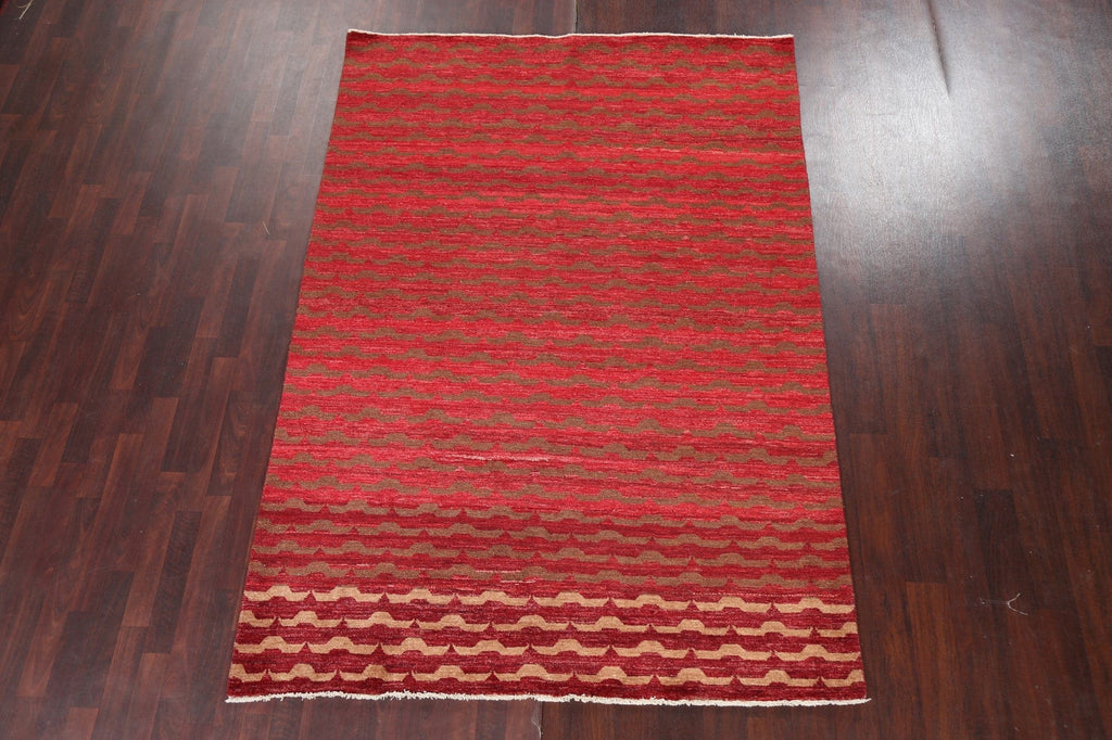 Hand-Knotted Wool Gabbeh Kashkoli Oriental Rug 6x9