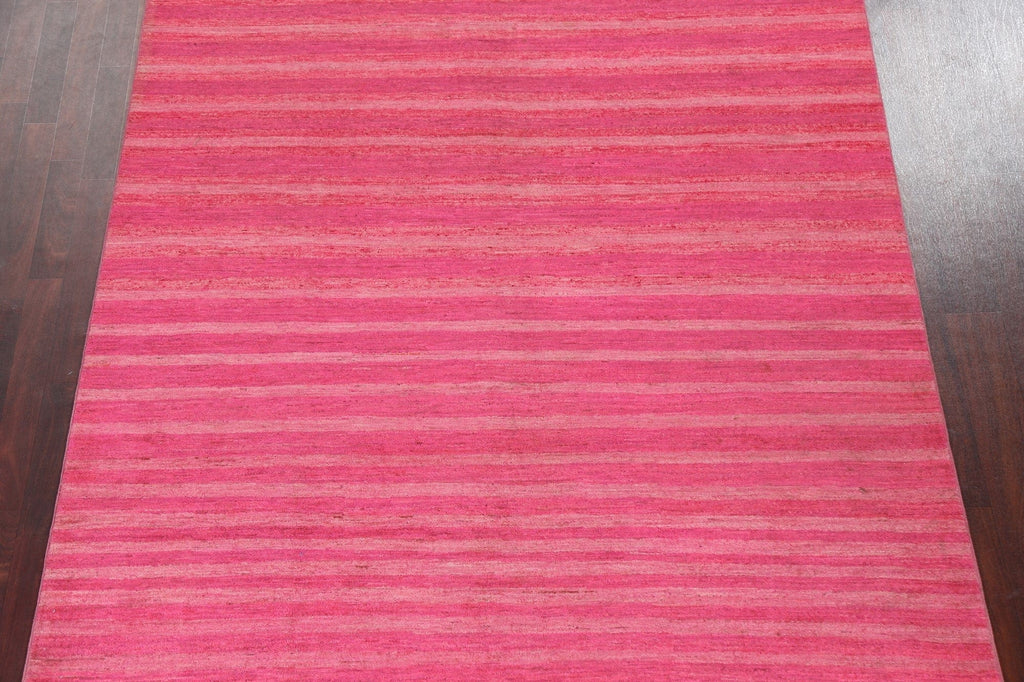 Pink Striped Gabbeh Kashkoli Oriental Area Rug 7x10