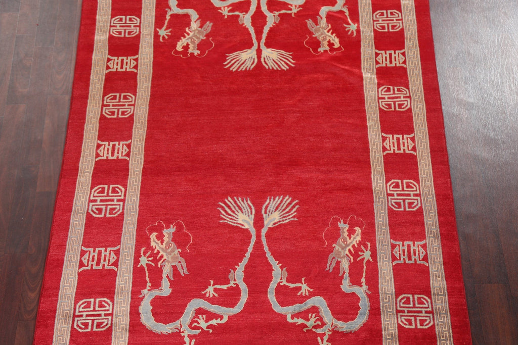 Vegetable Dye Red Art Deco Oriental Area Rug 5x8