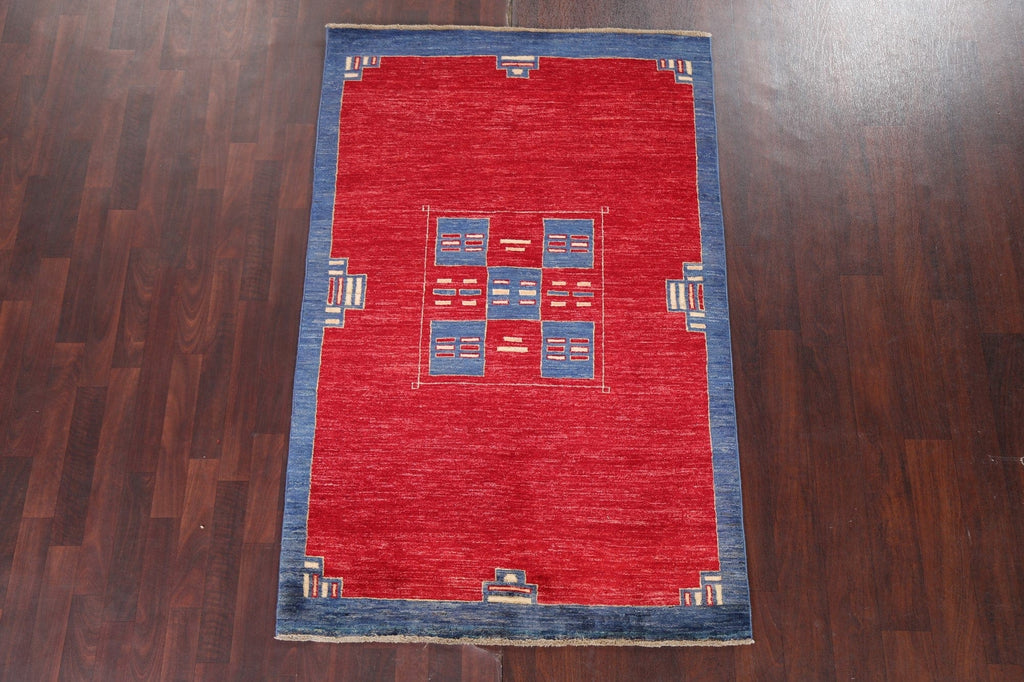 Red Geometric Gabbeh Persian Area Rug 4x6