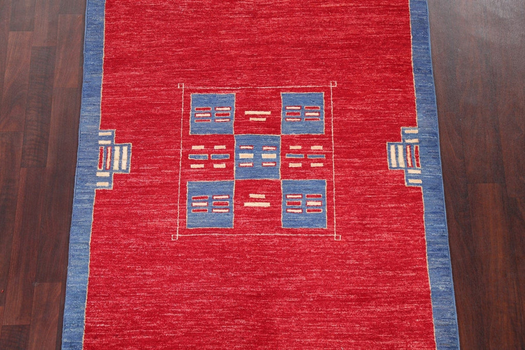 Red Geometric Gabbeh Persian Area Rug 4x6