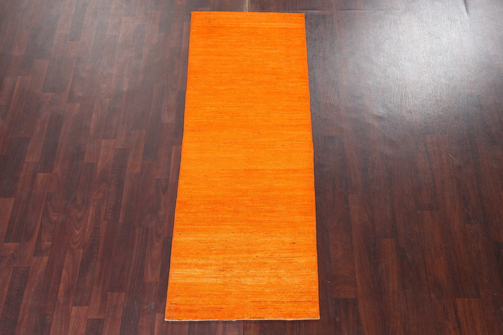 Orange Wool Gabbeh Kashkoli Oriental Runner Rug 3x7