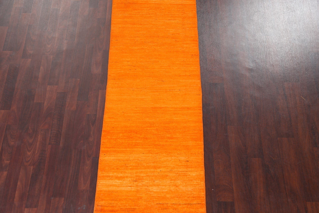 Orange Wool Gabbeh Kashkoli Oriental Runner Rug 3x7