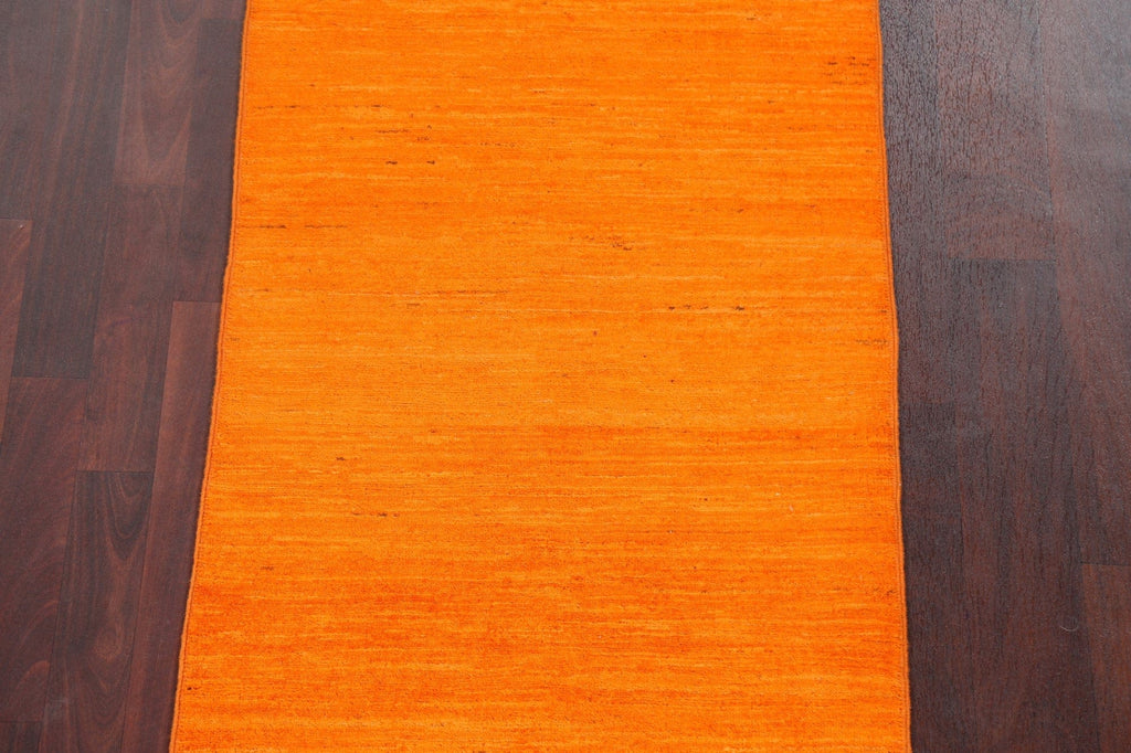 Orange Wool Gabbeh Kashkoli Oriental Runner Rug 3x7