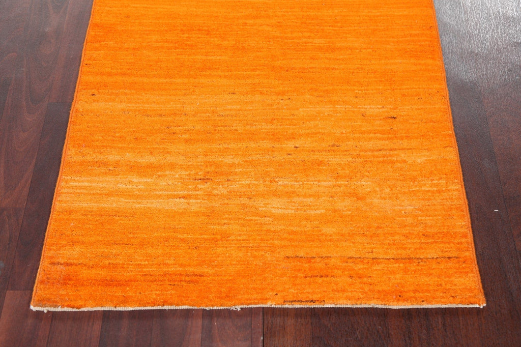 Orange Wool Gabbeh Kashkoli Oriental Runner Rug 3x7