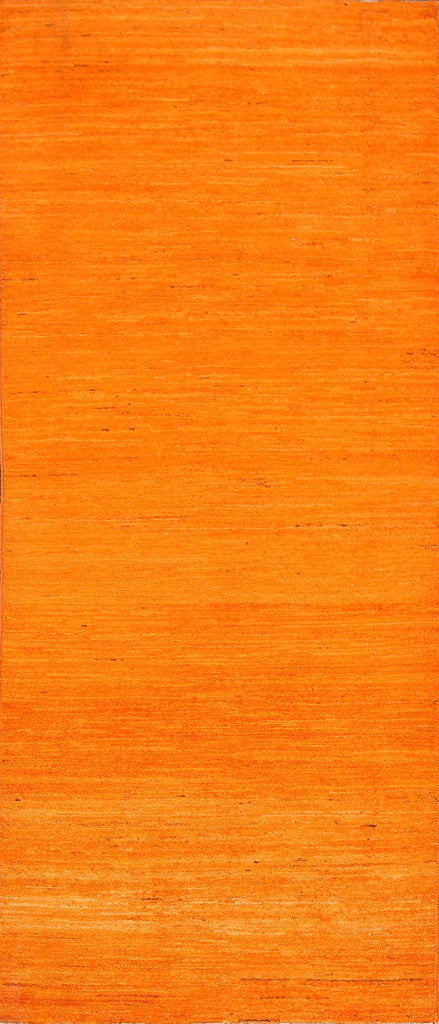 Orange Wool Gabbeh Kashkoli Oriental Runner Rug 3x7